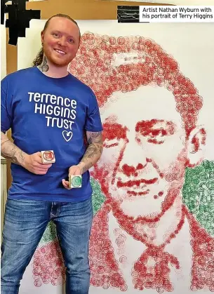  ?? ?? Artist Nathan Wyburn with his portrait of Terry Higgins