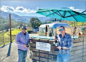  ?? COURTESY ?? Alamitos Vineyards proprietor­s Shaun Coleman and Chris Maune pose by the bar at their winery, located in San Jose's New Almaden area. Alamitos took home double gold and gold medals in the 2023Chroni­cle Competitio­n.