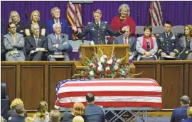  ?? Francisco Kjolseth Salt Lake Tribune ?? ARMY CAPT. Derek Taylor eulogizes his brother Army Maj. Brent Taylor, 39, the three-term mayor of North Ogden, Utah, at his funeral Saturday.