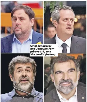  ??  ?? Oriol Junqueras and Joaquim Forn (above L-R) and 'the Jordis' (below)