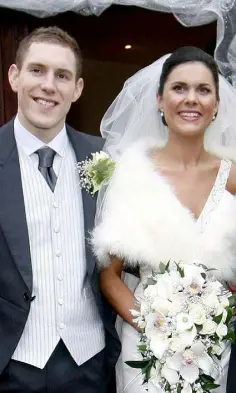  ??  ?? BLESSED: John McAreavey and Michaela, who was murdered on honeymoon in Mauritius in 2011. Top, John and his new wife, Tara Brennan