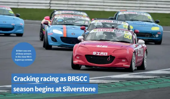  ?? ?? Britten was one of three winners in the close MX-5 Supercup contests