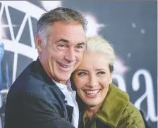  ?? ROY ROCHLIN/GETTY IMAGES ?? Married couple Greg Wise and Emma Thompson co-wrote the story for the romantic comedy Last Christmas.