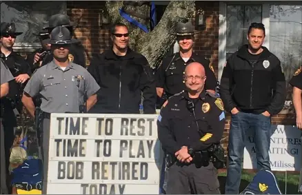  ?? KEVIN MARTIN — THE MORNING JOURNAL ?? Sgt. Bob Brown of the Lorain Police Department celebrates retirement May 4at his west Lorain home.