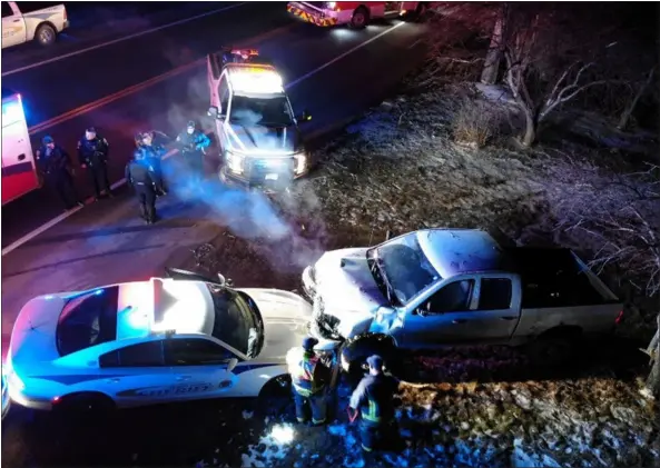  ?? COURTESY LARIMER COUNTY SHERIFF’S OFFICE ?? The Larimer County Sheriff’s Office released this photo of a stolen truck after an incident in north Fort Collins that started about 11:15p.m. on Thursday. Authoritie­s say the truck had been stolen out of Loveland.