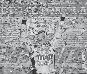  ?? KELVIN KUO/USA TODAY SPORTS ?? Kyle Busch celebrates his eighth Monster Energy NASCAR Cup Series win this year Sunday in the Can-Am 500.