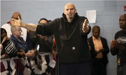  ?? Photograph: Ryan Collerd/AP ?? John Fetterman, a Democratic candidate for Senate, meets with supporters as he leaves his event in Philadelph­ia, on 24 September.