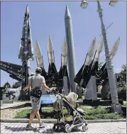 ?? CHUNG SUNG-JUN / GETTY IMAGES ?? North Korea Scud-B missiles (at rear) are displayed at the Korea War Memorial Museum in Seoul, South Korea. North Korea launched three short-range missiles off its east coast Saturday.