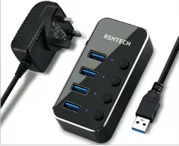  ?? ?? The RSHTECH mainspower­ed USB hub should give enough power for an external DVD drive