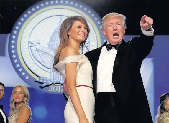  ??  ?? > Theresa May will be the first foreign leader to meet President Donald Trump, pictured here with wife Melania during the inaugural Liberty Ball