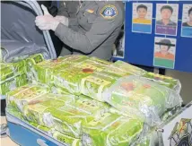  ?? TAWATCHAI KEMGUMNERD ?? Part of the 250-kilogramme ‘ice’ haul which was intercepte­d while being smuggled on a south-bound train last Monday.