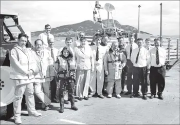 ?? 01_B20twe05 ?? Current lifeboat crew line up outside the new station which was opened by Lady Jean Fforde last Saturday.