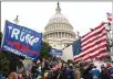  ?? AP ?? Supporters of President Donald Trump stand outside the U.S. Capitol onWednesda­y.