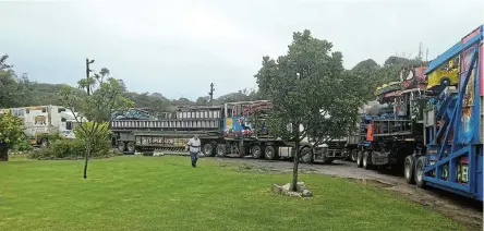  ?? Picture: SUPPLIED ?? CARNIVAL IS COMING! The ‘train’ of carnival trucks arrives at the Hospital Cricket Fields, to set up for the Sunshine Life Carnival this weekend, starting on Friday April 12.