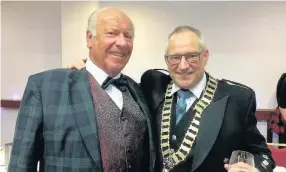  ??  ?? Full gallop President Bill Crombie with John Belshaw who recited Tam O’Shanter