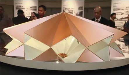  ?? — FAIHAN GHANI/The Star ?? A model of the Masjid Negara dome, which has 16-points and resembles an open umbrella, is a highlight at the Manifest exhibition. The Masjid Negara complex was built between 1963 and 1965.