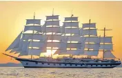  ?? ?? i Rare sight: Royal Clipper is the only five-masted, full-rig sailing ship to be built in more than a century