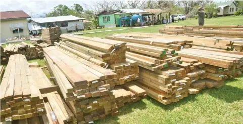  ?? Office of the Prime Minister ?? Some of the timber that was donated by Pine Group to help rebuild schools and homes in Bua.
Photo: