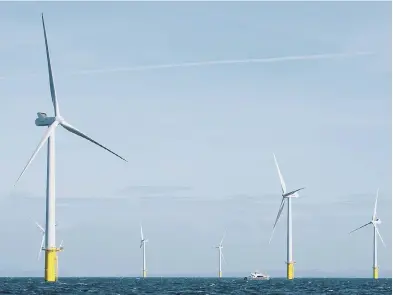  ?? ?? The Rampion 1 wind farm currently offshore from the West Sussex coastline. Rampion 2 will be an extension of this