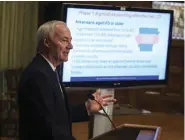  ?? (Arkansas Democrat-Gazette/Staton Breidentha­l) ?? Gov. Asa Hutchinson speaks Tuesday Feb. 23, at the state Capitol in Little Rock during his weekly COVID-19 press conference.