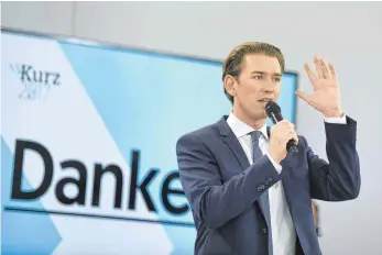  ?? FOTO: DPA ?? ÖVP-Chef und Wahlsieger Sebastian Kurz lies sich am Sonntag noch nicht zu Koalitions­aussagen hinreißen – wahrschein­lich ist jedoch ein Bündnis aus ÖVP und FPÖ.