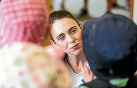  ?? BRENDAN FASTIER/STUFF ?? Prime Minister Jacinda Ardern visited Wakefield School students and staff who are temporaril­y based at the Hope Community Church.