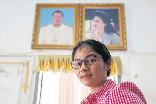  ??  ?? SPEAKING OUT: Sin Rozeth, the Ochar commune chief from the opposition Cambodia National Rescue Party, at her office in Battambang province.