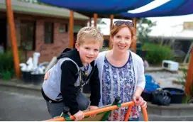  ??  ?? Jess Wallace with her son Nate enjoying the playground at Chairo Kinder at Drouin East.