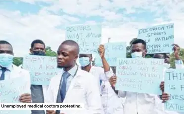  ?? ?? Unemployed medical doctors protesting.