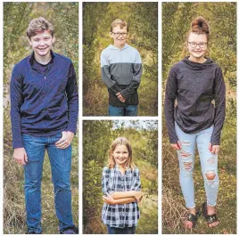 ?? CONTRIBUTE­D ?? The Arsenault kids, 17-year-old Xander, left; 12-year-old Tateon, top middle; 10-year-old Bailey, bottom middle; and 15-year-old Joey have taught their parents so much about mental health and, as a family, they continue to grow and learn together.