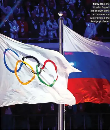  ?? PICTURE: EPA ?? No fly zone: The Russian flag will not be flown at the next summer and winter Olympic and Paralympic Games