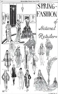  ??  ?? Illustrati­ons of “Spring Fashion of National Retailer,” featured in the Jan. 23, 1924, issue of WWD.