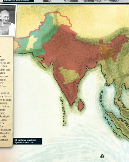  ??  ?? 5,8 miljoner muslimer flydde till Pakistan.