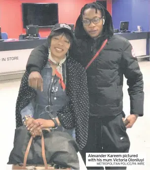 ?? METROPOLIT­AN POLICE/PA WIRE ?? Alexander Kareem pictured with his mum Victoria Oloniluyi