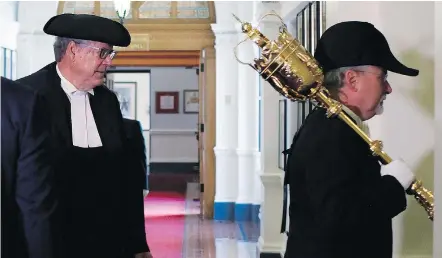  ?? — THE CANADIAN PRESS ?? Speaker of the B.C. legislatur­e Steve Thomson, left, has received letters from both Liberals and NDP about the ongoing debate over the governance of the province.