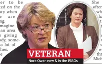  ??  ?? VETERAN Nora Owen now & in the 1980s