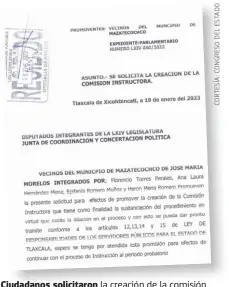  ?? ?? Ciudadanos solicitaro­n la creación de la comisión contra la alcaldesa de Mazatecoch­co