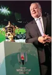  ??  ?? World Rugby chairman Bill Beaumont with the Webb Ellis Cup – Ireland’s bid for the 2023 tournament is in serious trouble. Inset: Sports Minister Shane Ross