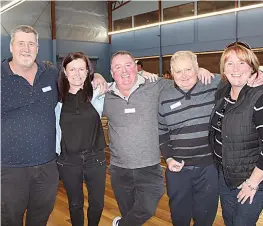  ?? ?? Past teammates David Harrison, Tracey Joyce, Mick Wardle, Paul Nielsen and Kerry Graham catching up at the reunion.