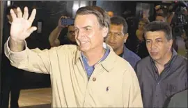  ?? Silvia Izquierdo Associated Press ?? JAIR BOLSONARO is expected to win Brazil’s presidency. The nation has seen a jump in politicall­y motivated violent attacks, mostly by Bolsonaro supporters.