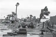  ?? CALLER-TIMES-USA TODAY NETWORK ?? A mobile home park is destroyed after Hurricane Harvey landed in the Coast Bend area.