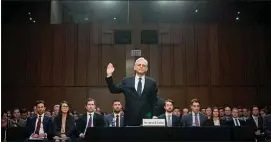  ?? JACQUELYN MARTIN — THE ASSOCIATED PRESS ?? Attorney General Merrick Garland is sworn in to testify as the Senate Judiciary Committee examines the Department of Justice, at the Capitol in Washington on March 1.