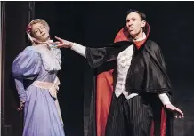  ??  ?? Tireless, talented chameleons Julie Orton and Stafford Perry as Dracula are two members of a brilliant four-person cast.