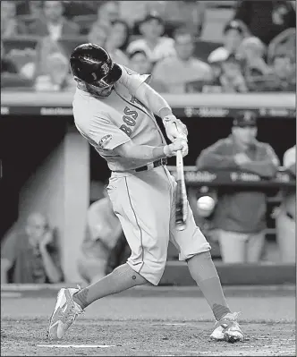  ?? AP/FRANK FRANKLIN II ?? Boston Red Sox outfielder J.D. Martinez holds no hard feelings toward the Houston Astros, who released him in 2014. Martinez, who has become one of the game’s top power hitters since then, said the Astros “did me a favor by allowing me to leave and play on another team.”