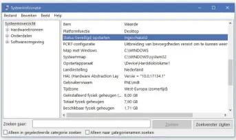  ??  ?? Onder Windows verraadt Systeeminf­ormatie de bootmodus en of UEFI Secure Boot actief is, dus de 'Status beveiligd opstarten'.