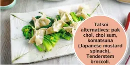  ??  ?? Tatsoi alternativ­es: pak choi, choi sum,
komatsuna (Japanese mustard
spinach), Tenderstem
broccoli.