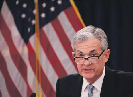  ??  ?? Fed chairman Jerome Powell at a conference following the Federal Open Market Committee meeting to raise rates yesterday