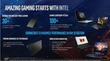  ??  ?? Intel’s Comet Lake-h chips should appear in a variety of devices and form factors.