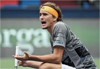  ??  ?? Alexander Zverev of Germany reacts during his second-round match against Jeremy Chardy of France at the Rolex Shanghai Masters yesterday. — AFP