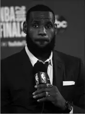  ?? ASSOCIATED PRESS ?? CLEVELAND CAVALIERS forward LeBron James speaks at a news conference after Game 1 of basketball’s NBA Finals against the Golden State Warriors in Oakland, Calif., Thursday.